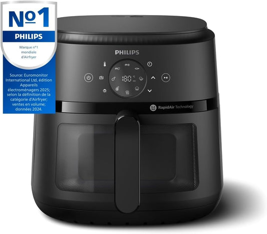 Philips Airfryer 2000 Series NA230/00 – Friteuse à Air 6,2 L, 13 Modes de Cuisson, Rapid Air, Écran Tactile, Noir