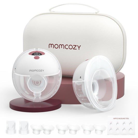 Momcozy M5 Tire-Lait Electrique Mains Libres Portable, de la Bouche de Bébé Bride à Double Étanchéité, 3 Modes & 9 Niveaux Réglables, Confort 24 mm (Rouge, 2 Pièce)