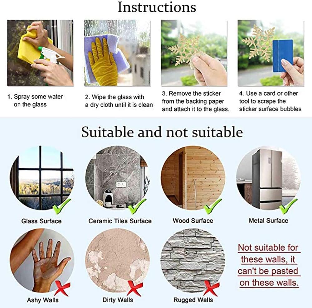 Wybtbm Lot de 287 autocollants de Noël réutilisables pour fenêtres et décoration de maison