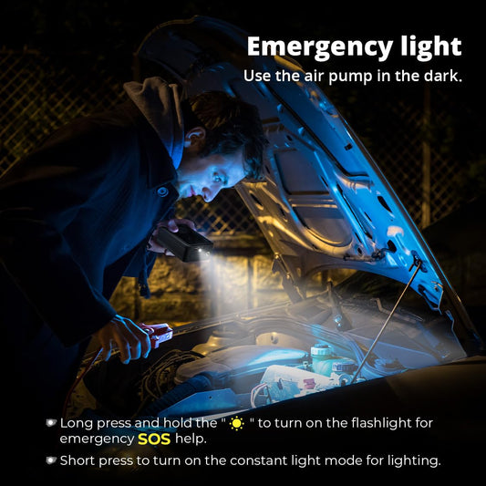 Oasser Gonfleur de pneu de vélo sans fil - Pompe à air électrique 150 PSI (10,3 bar) - Lumière LED - Mini gonfleur de pneu - Arrêt automatique pour voiture, vélo, moto, ballon