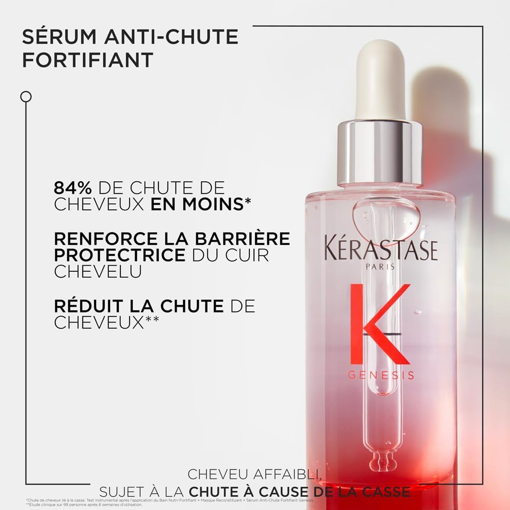 KÉRASTASE Genesis Sérum Fortifiant Anti-Chute – Renforce & Réduit la Casse, Formule Légère Sans Rinçage, Aminexil, Gingembre, Caféine – Cheveux Fins & Fragiles – 90 ml