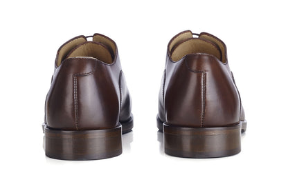 Richelieu homme Chocolat Patiné semelle cuir avec patin - GRAKLEY