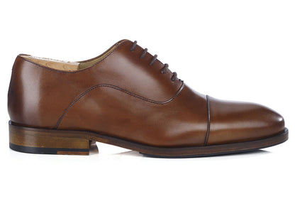 Richelieu homme Cognac Patiné semelle cuir avec patin - GRAKLEY