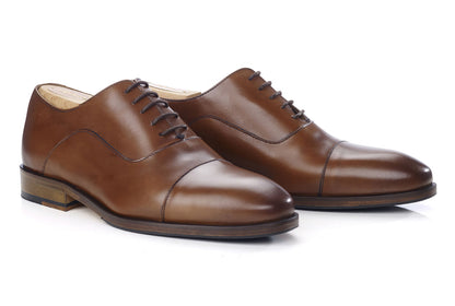 Richelieu homme Cognac Patiné semelle cuir avec patin - GRAKLEY