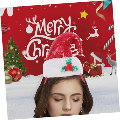 ABOOFAN 3 Pièces Chapeau Bandeau Sequin Bandeau Chapeaux De Noël Cheveux Cerceau Chapeau De Noël Bandes De Cheveux Bande De Cheveux De Noël Coiffure De Noël Chapeau De Père Noël