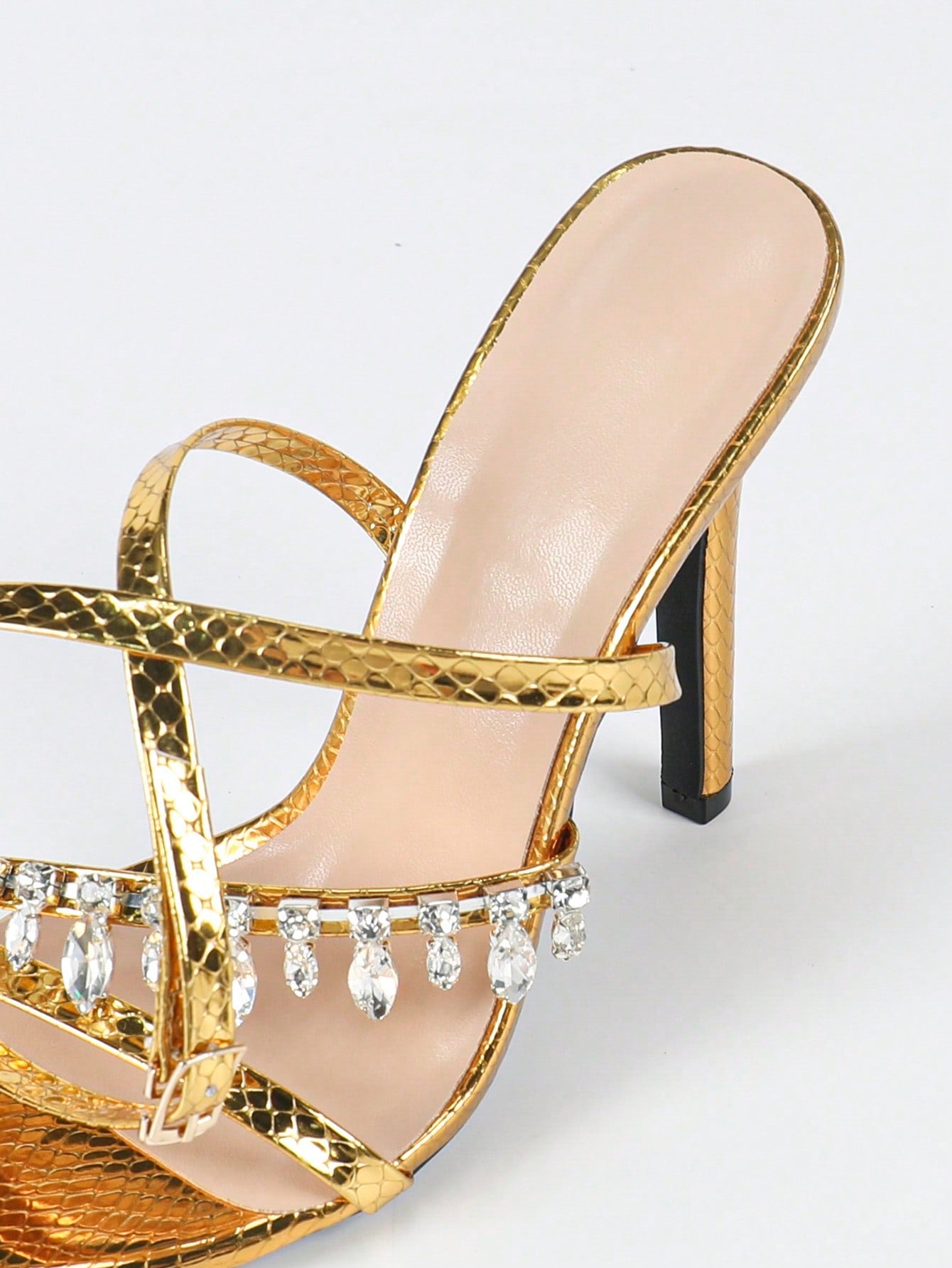Sandales Stiletto Jin Bei Qi Femme, Strass, Chaîne Diamant, Bride Cheville, Fête