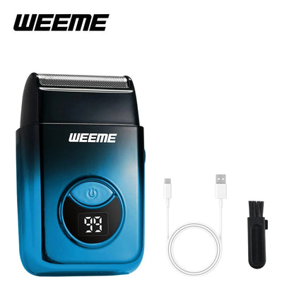 Kit de Toilettage Électrique WEEME 4-en-1 Homme: Tondeuse Cheveux, Nez, Rasoir, Graveur Rechargeable USB, Design Dégradé Bleu