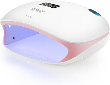 SUNUV – Lampe UV/LED Professionnelle 48W pour Ongles Gel | Séchage Rapide, Capteur Automatique, Écran LCD, 4 Minuteries – Rose