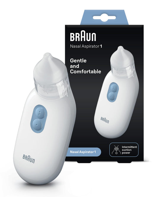 Braun Mouche-bébé 1 | Élimine le mucus | Débouche le nez | Aspiration électrique | 2 x d’aspiration | 2 tailles d’embouts | Nouveau-nés, bébés et enfants | Lavable au lave-vaisselle | BNA100