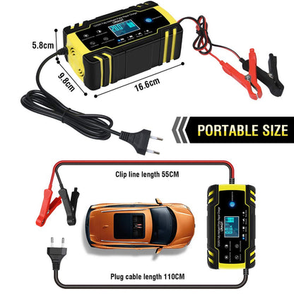 URAQT Chargeur Batterie Intelligent 8A 12V/24V – Mainteneur et Réparateur avec Écran LCD Tactile, Multi-Protect, pour Voiture et Camion (AGM/Gel/Wet/SLA)