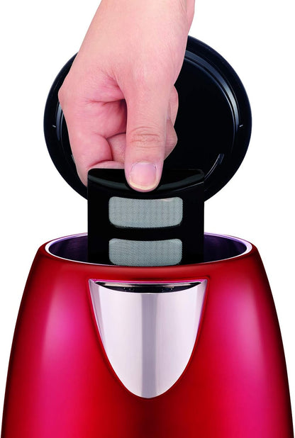 Moulinex Subito, Bouilloire sans fil, Capacité 1,7 L, Inox, Résistance cachée, Niveau d’eau visible, Facile d'utilisation, Rouge, BY540510