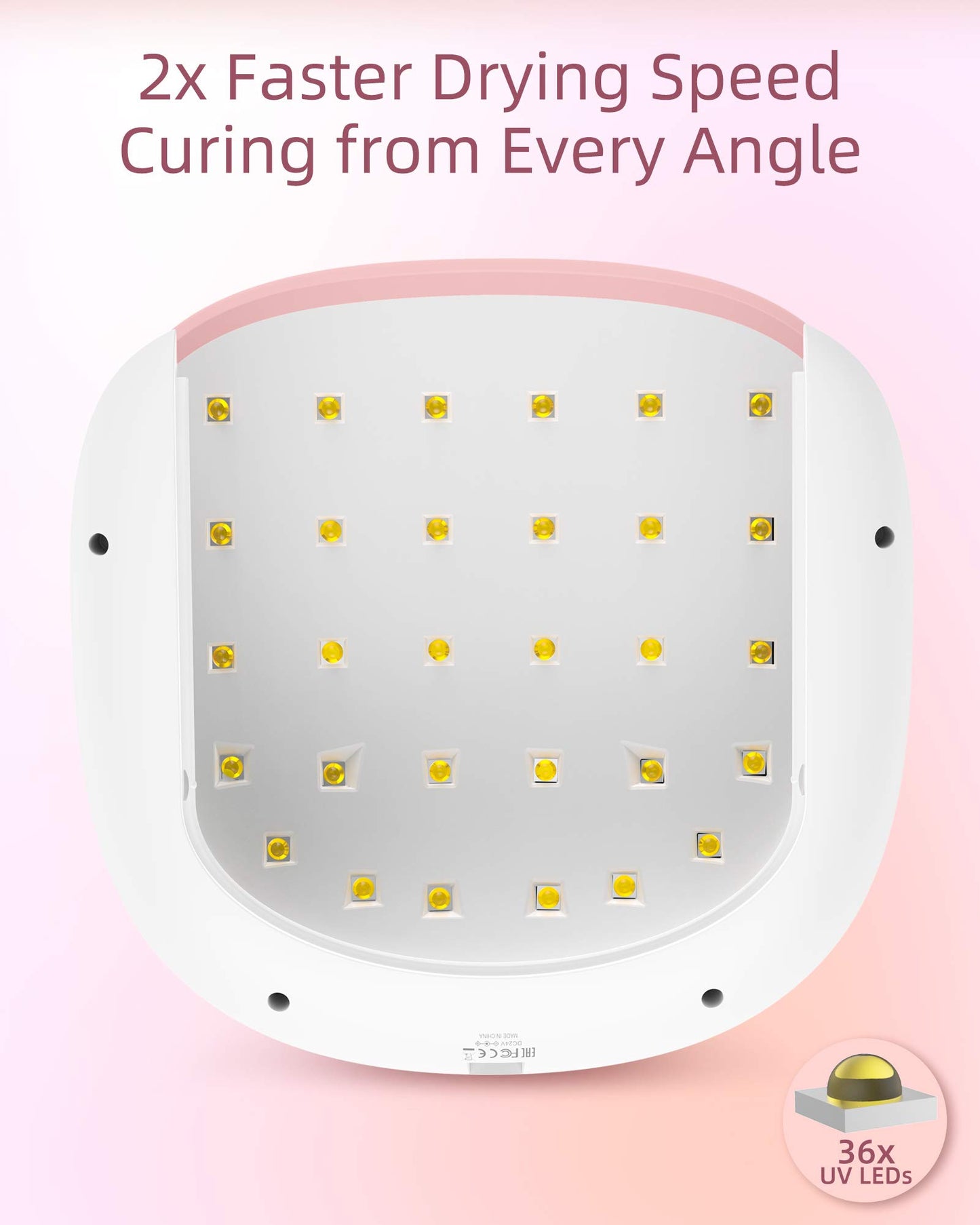 SUNUV – Lampe UV/LED Professionnelle 48W pour Ongles Gel | Séchage Rapide, Capteur Automatique, Écran LCD, 4 Minuteries – Rose