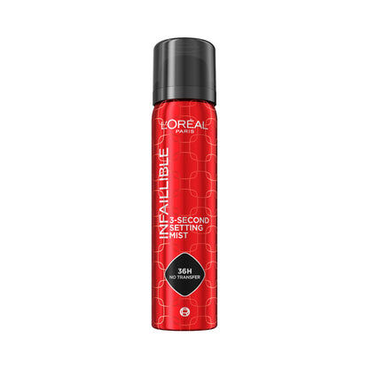 L’Oréal Paris Infaillible Spray Fixateur de Maquillage – Fini Sans Transfert en 3 sec, 75 ml