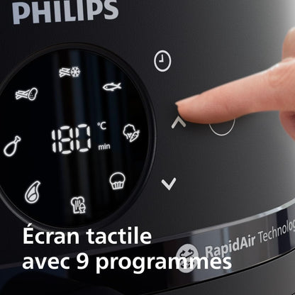 Philips Airfryer 2000 Series NA230/00 – Friteuse à Air 6,2 L, 13 Modes de Cuisson, Rapid Air, Écran Tactile, Noir