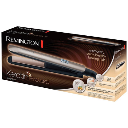 Remington S8540 – Lisseur Cheveux Kératine & Huile d’Amande, Céramique, Écran LCD, 10 Températures, Voltage Universel