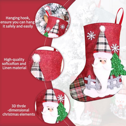 Udbrud 3 Pièces Chaussette de Noel, Chaussettes de Noël à Suspendre 3D Chaussette pour Cheminée Sac de Bonbons Bas Noël Chaussettes Sac Cadeau Décoration pour Arbre, Cheminée, Vitrine, Sac de Bonbons