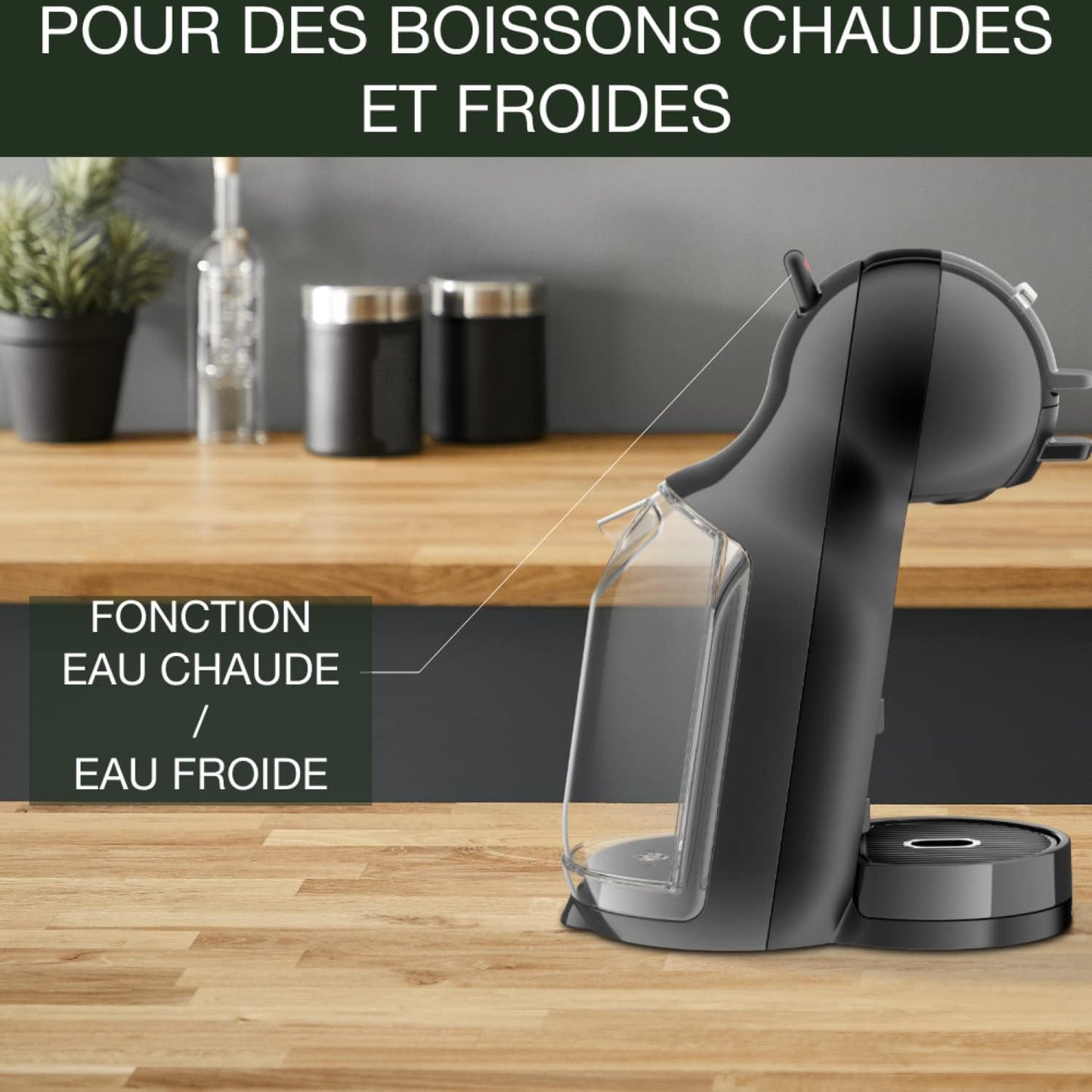Krups Nescafé Dolce Gusto Mini Me – Cafetière à Capsules 15 Bars, 0,8 L, Boissons Chaudes et Froides, Play&Select, Thermoblock, 35 Types de Café, Noire, KP1238AS