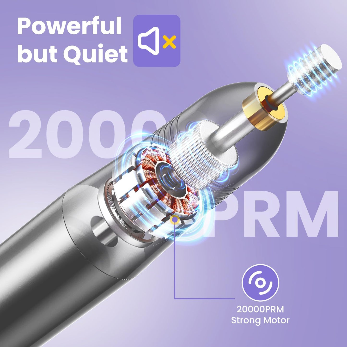 Ponceuse à Ongles Professionnelle 20 000 RPM – Lime Électrique Silencieuse et Portable pour Manucure/Pédicure, Ongles Acryliques et Gel