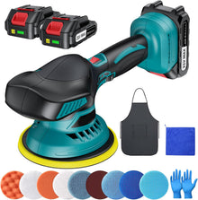 Polisseuse Voiture Sans Fil 150 mm à Double Action – 2×21V 2000mAh Batteries, Kit 13 pcs, 6 Vitesses Réglables 5500 RPM, Lustreuse Orbitale pour Cirage et Rénovation Auto