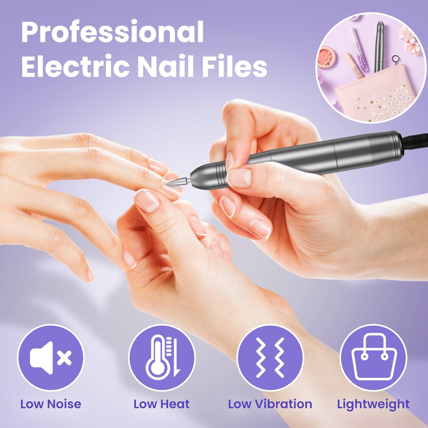 Ponceuse à Ongles Professionnelle 20 000 RPM – Lime Électrique Silencieuse et Portable pour Manucure/Pédicure, Ongles Acryliques et Gel