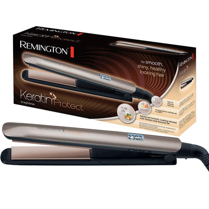Remington S8540 – Lisseur Cheveux Kératine & Huile d’Amande, Céramique, Écran LCD, 10 Températures, Voltage Universel