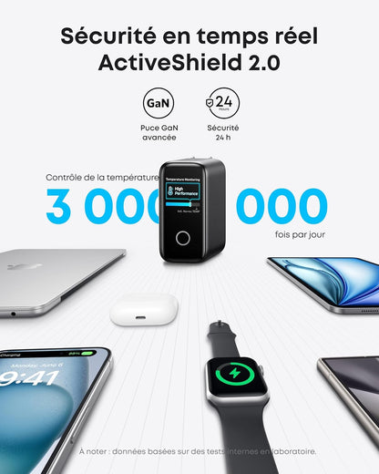 Anker Chargeur USB-C 140 W pour Ordinateur Portable – Bloc d’Alimentation GaN 4 Ports avec Charge Rapide, Contrôle Tactile, Compatible MacBook, iPhone 16/15/14, Samsung, Pixel