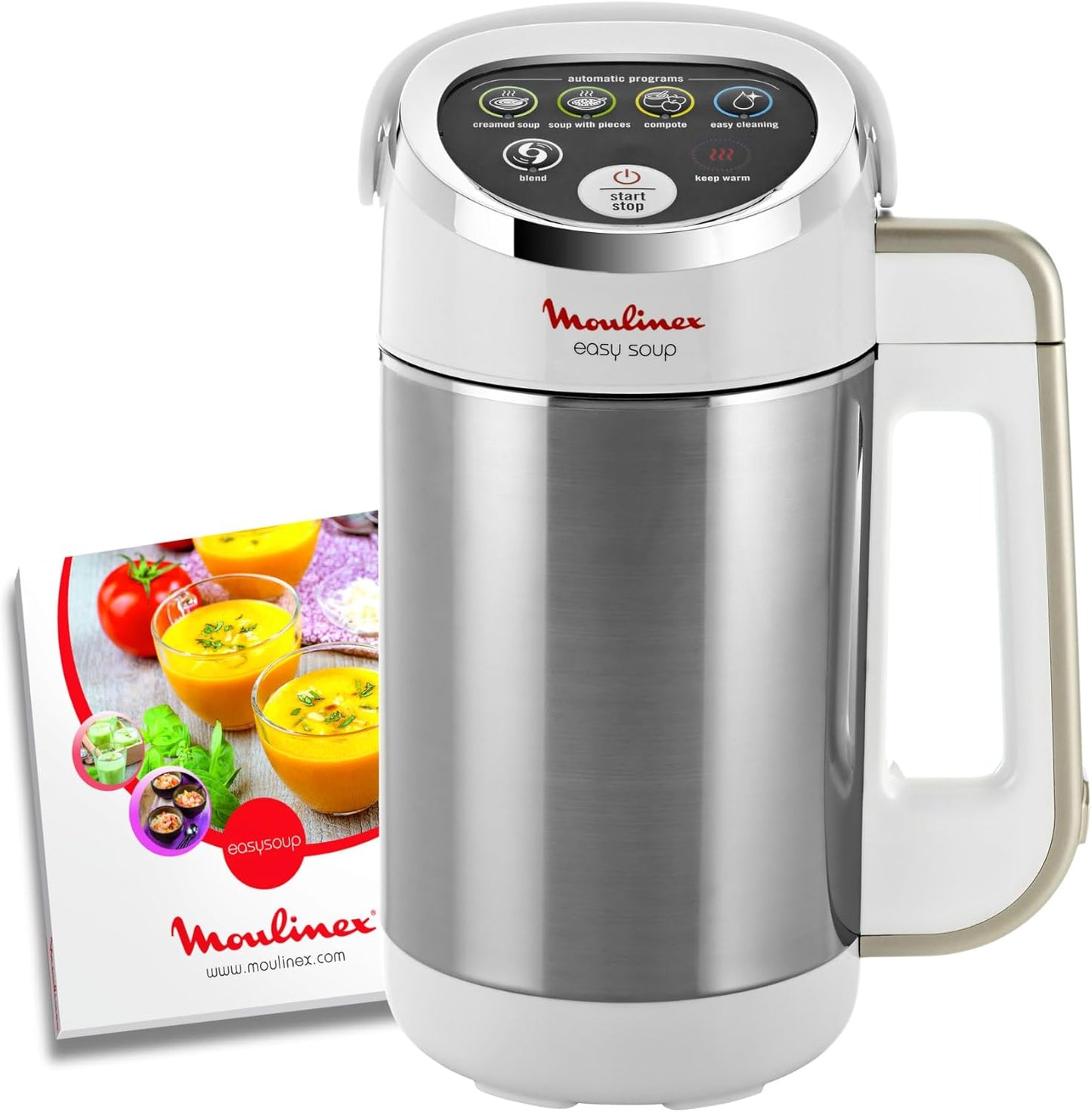 Moulinex Blender Chauffant LM841110 – 1000 W, Capacité 1,2 L, 5 Programmes Automatiques, Double Paroi, Soupe, Velouté, Compote, Smoothie, Maintien au Chaud, Easy Soup, Argent