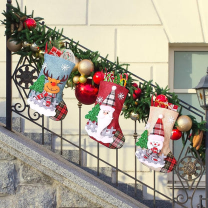 Udbrud 3 Pièces Chaussette de Noel, Chaussettes de Noël à Suspendre 3D Chaussette pour Cheminée Sac de Bonbons Bas Noël Chaussettes Sac Cadeau Décoration pour Arbre, Cheminée, Vitrine, Sac de Bonbons