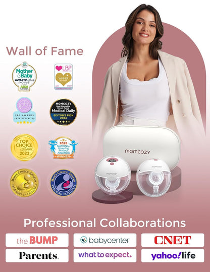 Momcozy M5 Tire-Lait Electrique Mains Libres Portable, de la Bouche de Bébé Bride à Double Étanchéité, 3 Modes & 9 Niveaux Réglables, Confort 24 mm (Rouge, 2 Pièce)