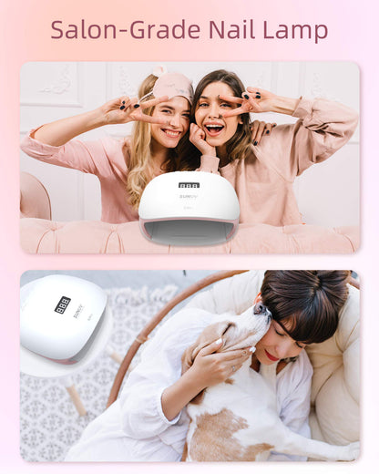 SUNUV – Lampe UV/LED Professionnelle 48W pour Ongles Gel | Séchage Rapide, Capteur Automatique, Écran LCD, 4 Minuteries – Rose