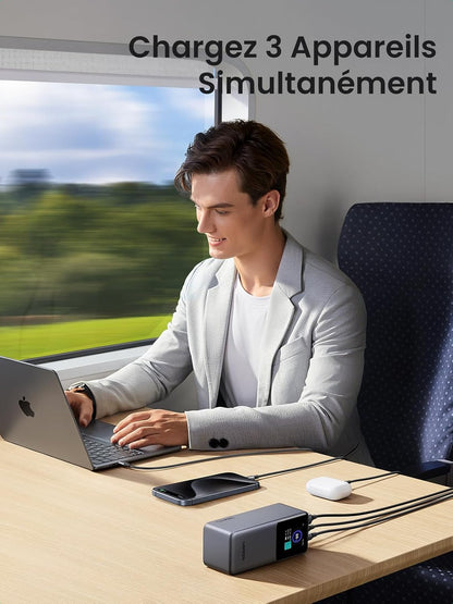 UGREEN Nexode 130 W – Batterie Externe 20 000 mAh Power Bank Portable, 3 Ports USB-C/PD 3.0, Charge Rapide 100 W, Écran TFT, Compatible iPhone 13-17, iPad, MacBook, Galaxy S24-S25