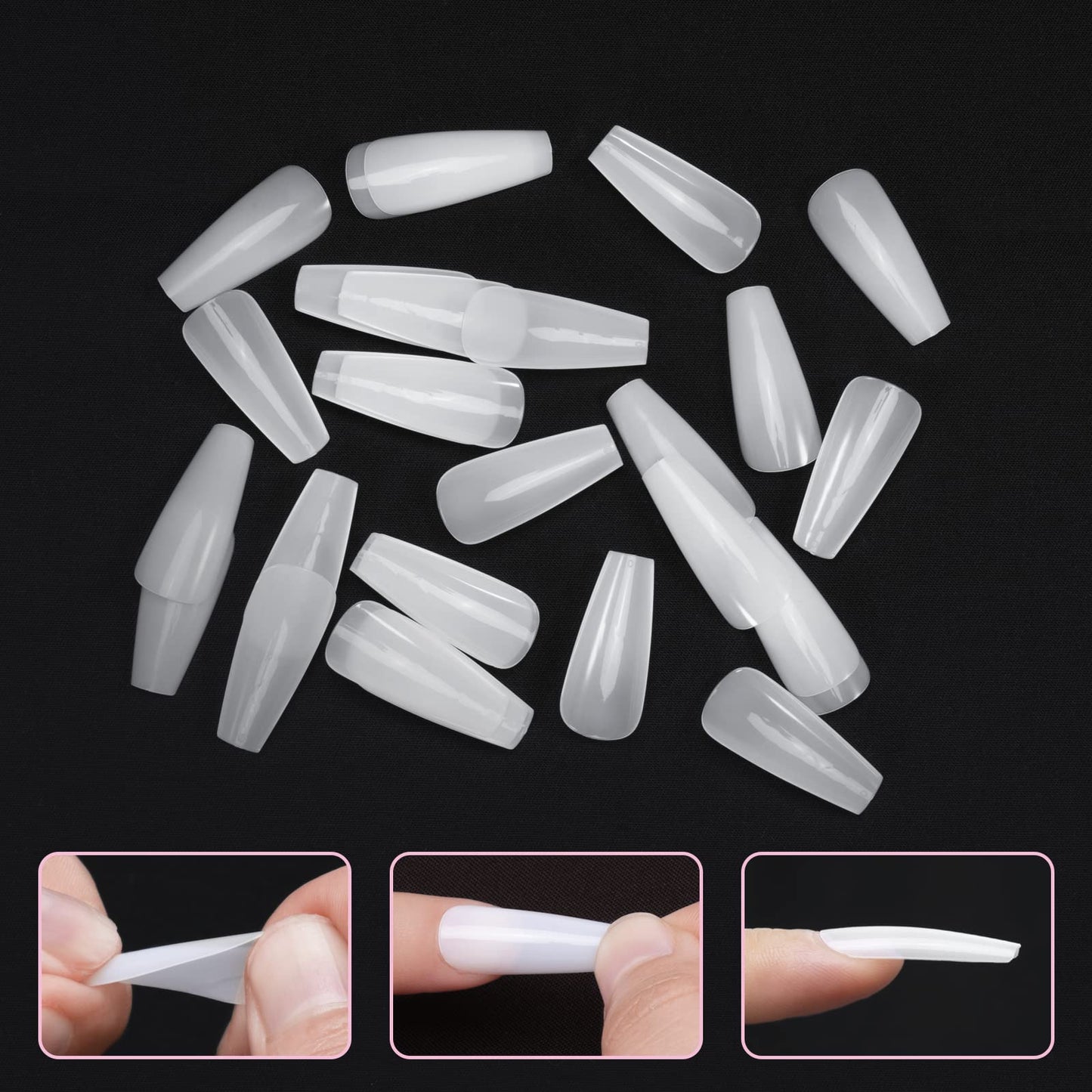 Carehabi – 500 Capsules Ongles Acryliques Blanches 10 Tailles + Boîte de Rangement | Pour Studios Manucure & Nail Art DIY