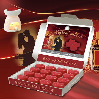 Baccarat Rouge – Cire Fondue en Forme de Cœur (16 x 5 g) – Coffret Cadeau Aromatique Spotless Leopard – Parfum Ravissant – Fabriqué au Royaume-Uni