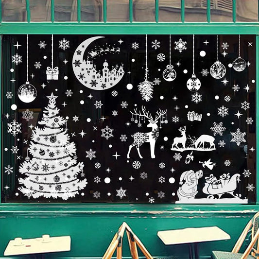 Wybtbm Lot de 287 autocollants de Noël réutilisables pour fenêtres et décoration de maison
