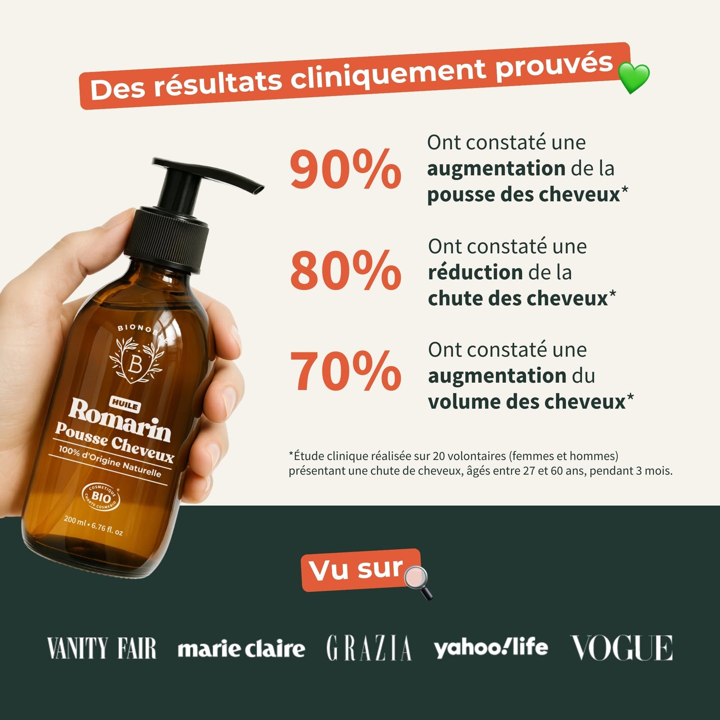 BIONOBLE Huile de Romarin pour Cheveux Bio 50 ml