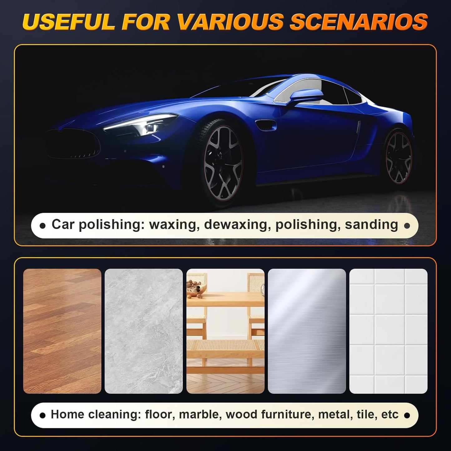 Polisseuse Voiture Sans Fil 150 mm à Double Action – 2×21V 2000mAh Batteries, Kit 13 pcs, 6 Vitesses Réglables 5500 RPM, Lustreuse Orbitale pour Cirage et Rénovation Auto