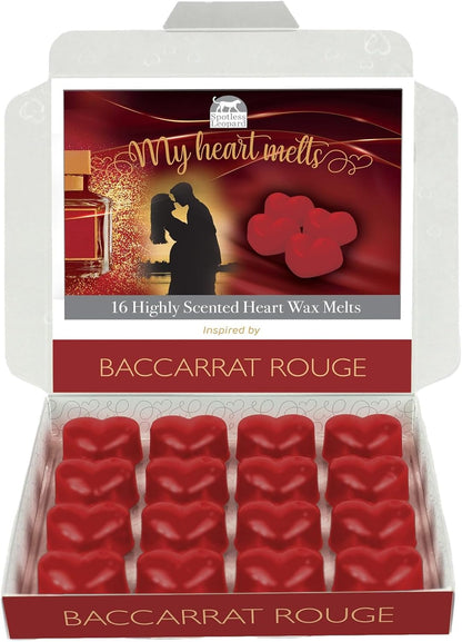 Baccarat Rouge – Cire Fondue en Forme de Cœur (16 x 5 g) – Coffret Cadeau Aromatique Spotless Leopard – Parfum Ravissant – Fabriqué au Royaume-Uni