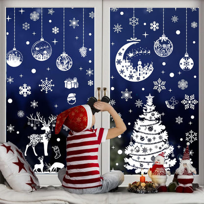 Wybtbm Lot de 287 autocollants de Noël réutilisables pour fenêtres et décoration de maison