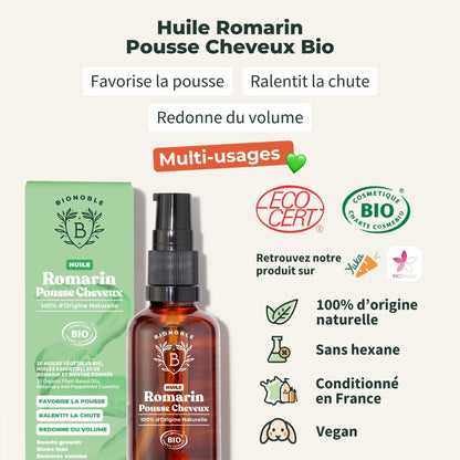 BIONOBLE Huile de Romarin pour Cheveux Bio 50 ml