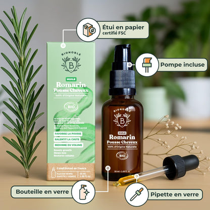 BIONOBLE Huile de Romarin pour Cheveux Bio 50 ml