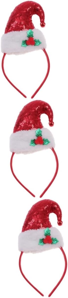 ABOOFAN 3 Pièces Chapeau Bandeau Sequin Bandeau Chapeaux De Noël Cheveux Cerceau Chapeau De Noël Bandes De Cheveux Bande De Cheveux De Noël Coiffure De Noël Chapeau De Père Noël