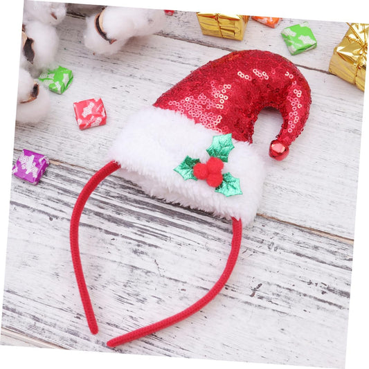 ABOOFAN 3 Pièces Chapeau Bandeau Sequin Bandeau Chapeaux De Noël Cheveux Cerceau Chapeau De Noël Bandes De Cheveux Bande De Cheveux De Noël Coiffure De Noël Chapeau De Père Noël
