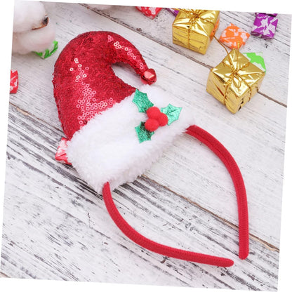 ABOOFAN 3 Pièces Chapeau Bandeau Sequin Bandeau Chapeaux De Noël Cheveux Cerceau Chapeau De Noël Bandes De Cheveux Bande De Cheveux De Noël Coiffure De Noël Chapeau De Père Noël